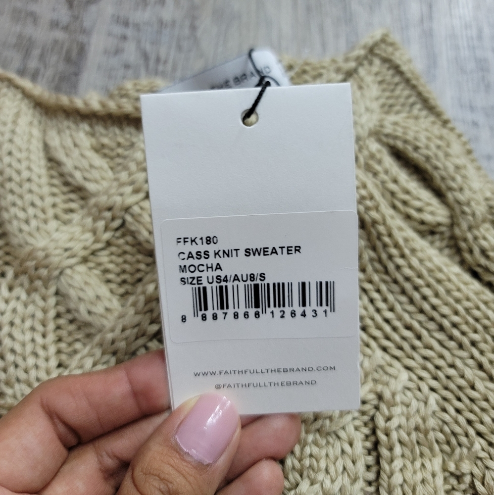 Faithfull the Brand Cass Knit Cable Sweater Mocha - Picture 4 of 9